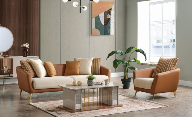 Set di divani di lusso per il soggiorno Set di divani per il soggiorno Divano 3+1+Tavolino Moderno Nuovo