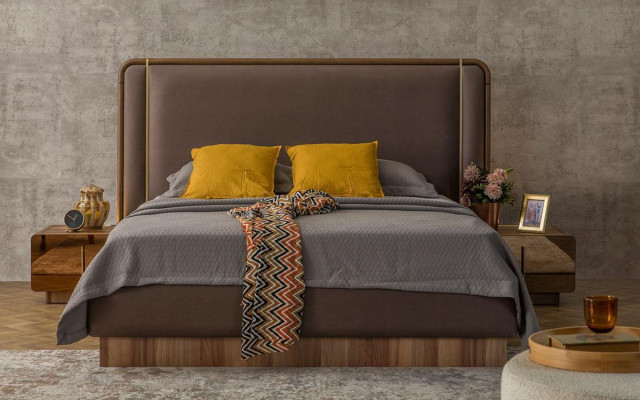 Set camera da letto Letto + 2 comodini + cassettiera + specchio Design Mobili Nuovi 5 pezzi