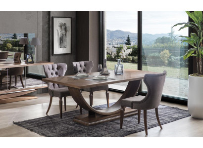 Set da sala da pranzo 6 sedie Tavolo da pranzo Madia Set Specchio Sala da pranzo Designer Nuovo