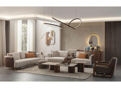 Divano 3 posti + 3 posti + poltrona moderna, sedia relax stile moderno lusso salotto 3 pezzi.