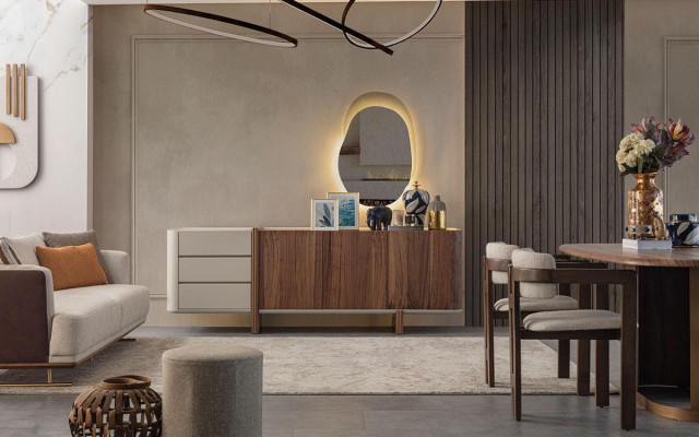 Contenitore armadio lucido mobile legno di lusso comò credenza con specchio di lusso nuovo