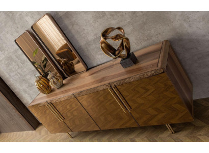 Sideboard con 2 specchi - lussuoso set di mobiletti con cassetti in legno, moderno.