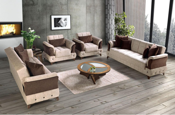 Set di divani moderni in tessuto di lusso con poltrona, divano completo di lusso a 3+2+1+1 posti.