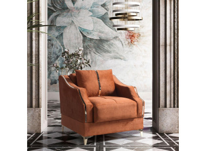 Design del divano di lusso, poltrona relax in tessuto con finiture in acciaio inox Lounge Club a posto singolo