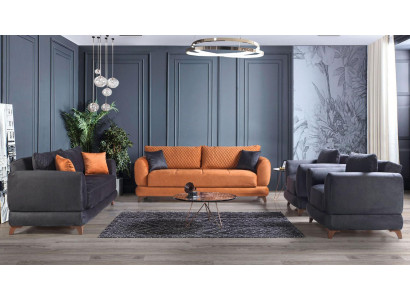 Divano 3+2+1+1 in legno Soggiorno Divano di lusso moderno in tessuto completo