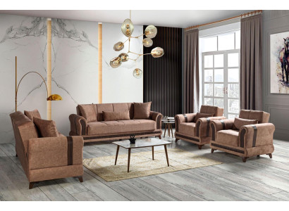 Divano 3 posti + 2 poltrone + 1 poltrona + 1 set soggiorno in tessuto divano poltrona divano letto