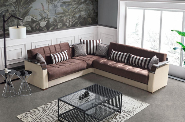 Divano ad angolo, soggiorno in beige, divano a L, salotto, divani d'angolo di lusso 315 x 245.