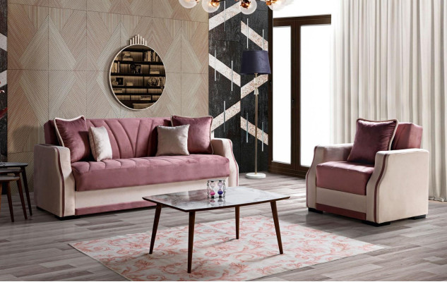 Set divano 3+1 posti in tessuto e legno, divano 3 posti moderno, poltrona, completo di nuovo set 3.