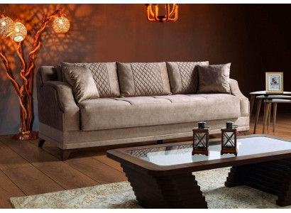 Set di divani 3+2+1+1 posti in tessuto moderno beige di lusso.