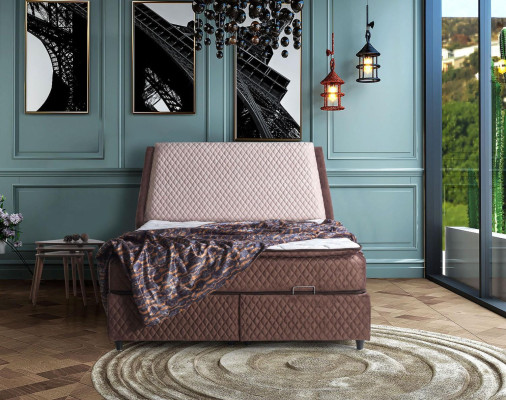 Design letti Letti di lusso Letti imbottiti Mobili da camera da letto Boxspring Marrone