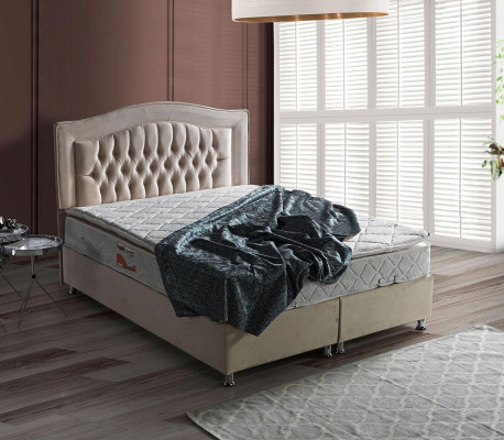 Design del letto Letti di lusso Beige Arredamento per la camera da letto Argento Chesterfield