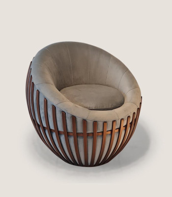 Designer poltrona grigia, arredamento per il salotto, seduta imbottita, tessuto, poltrona lounge club.