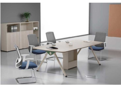 Tavolo da conferenza in legno, design di mobili da ufficio, arredamento da tavolo per studio.