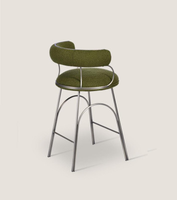 Sgabello da bar verde oliva lussuoso, poltrona di design imbottita.