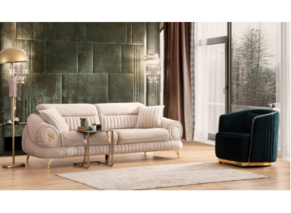 Divano 3 posti con poltrona Bianco Design elegante moderno di lusso