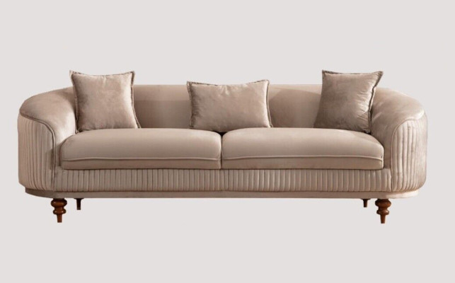 Divano a 3 posti, poltrona elegante design moderno di lusso in legno imbottito.