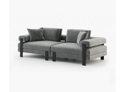 Divano di lusso a due posti in stile italiano, divano grigio in poliestere per il soggiorno.