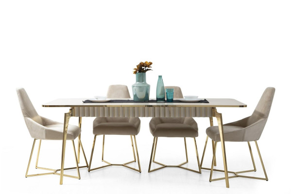 Elegante set da pranzo di lusso, tavolo da pranzo di design con 6 sedie.