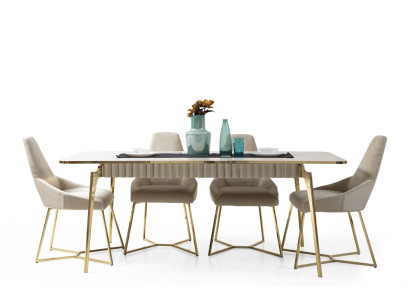 Elegante set da pranzo di lusso, tavolo da pranzo di design con 6 sedie.