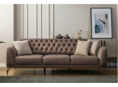 Beige Chesterfield divano soggiorno set divano 3+1 posti di lusso Nuovo