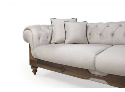 Sofà Chesterfield marrone-bianco, divano da designer per il salotto, mobili seduta nuovi.