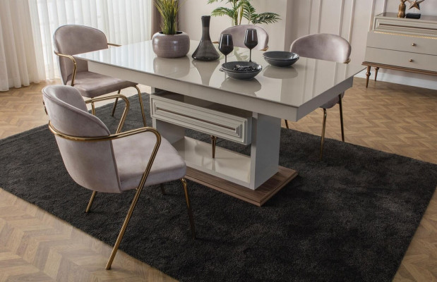 Tavolo da pranzo Tavolo da pranzo Tavoli Moderni Designer per la sala da pranzo Nuovo Beige  Mesa de comedor Mesa de comedor Mesas modernas de diseño para comedor Nuevo Beige