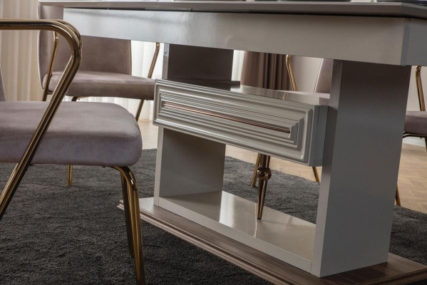 Tavolo da pranzo Tavolo da pranzo Tavoli Moderni Designer per la sala da pranzo Nuovo Beige  Mesa de comedor Mesa de comedor Mesas modernas de diseño para comedor Nuevo Beige