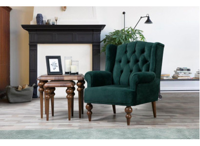Sedia classica Chesterfield verde poltrona ad ala imbottita da una persona