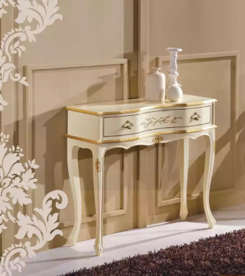 Tavolino classico bianco per console in legno da soggiorno design camera da letto.