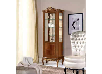 Classico mobile vetrina in vetro marrone di alta qualità con design in legno massello