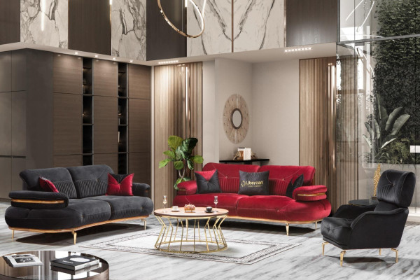 Set di mobili moderni per il soggiorno divano imbottito poltrona Moderno 3 pezzi.