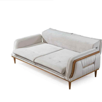 Moderni divano di lusso bianco per soggiorno e poltrona singola.