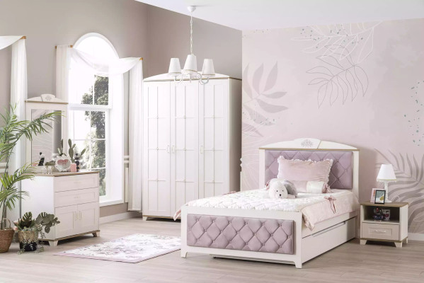 Letto funzionale Chesterfield Letto per bambini estendibile Letto 100 in legno rosa