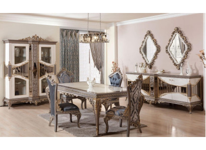 Set da pranzo bianco di lusso arredamento sala da pranzo tavolo sedie specchio