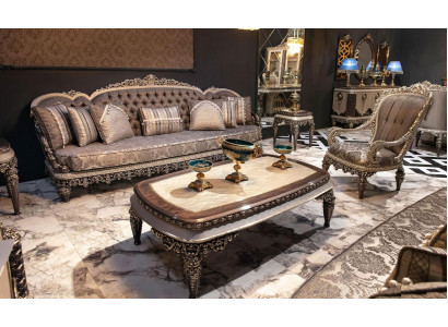 Taupe Set di divani Chesterfield classico 3+1+1 posti a sedere, divani di lusso