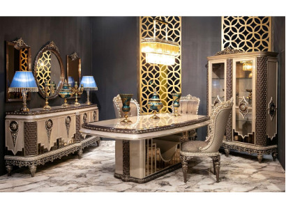 Set da pranzo classico Tauper, completamento di lusso, tavolo da pranzo, sedie, credenza.