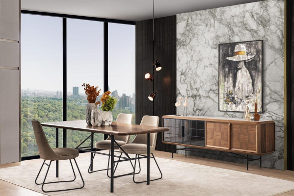 Zona pranzo Set tavolo da pranzo 8 pezzi sala da pranzo marrone legno elegante