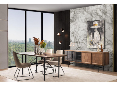 Zona pranzo Set tavolo da pranzo 8 pezzi sala da pranzo marrone legno elegante