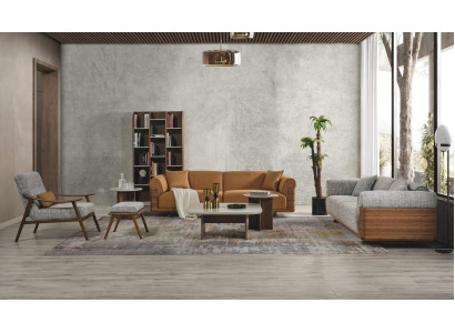 Divano imbottito Set di divani Set di divani in tessuto Marrone completo Telaio in tessuto