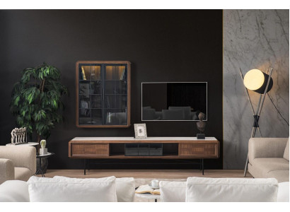 Gruppo RTV Mobile TV supporto Mobiletto con ante 2 pezzi Legno Marrone Scaffale