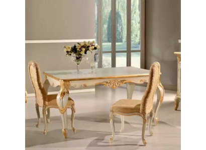 Tavolo da pranzo classico in legno con set da pranzo per sala da pranzo composto da 4 sedie, 5 pezzi.