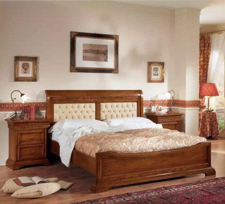 Letto Letto 2x Comodini Design in Legno Letti Camera da Letto 5 pz. Set