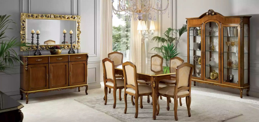 Sala da pranzo set tavolo + 6 sedie sala da pranzo tavolo legno tessuto