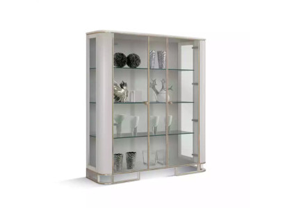 Vetrina in legno di lusso, design classico dell'accento bianco italiano