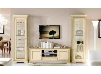 Soggiorno italiano Parete attrezzata 2x Vetrina Armadio Set da design 3 pezzi