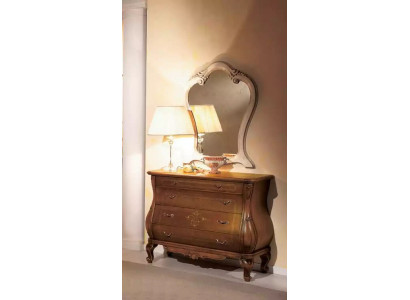 Comò per camera da letto con specchio, set di mobili classici di lusso in legno, 2 pezzi.