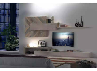 Mobile porta TV con mensole da parete per soggiorno in lusso, tavolino basso grigio nuovo