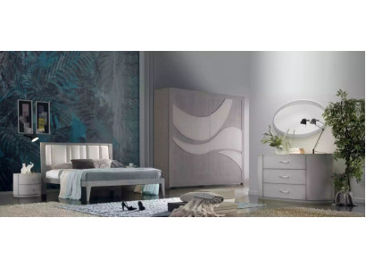 Camera da letto in legno, moderna, di lusso, design italiano, cassettiera, mobili classici.