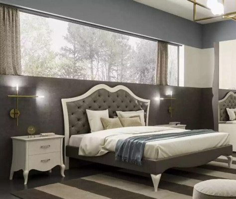 Design letti camera da letto letto 2x comodini Moderno Lusso Mobili 3 pezzi