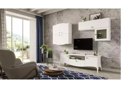 Mobile TV di lusso Soggiorno rtv Mobile basso Tavolino Porta TV Mobili da parete Bianco Nuovo